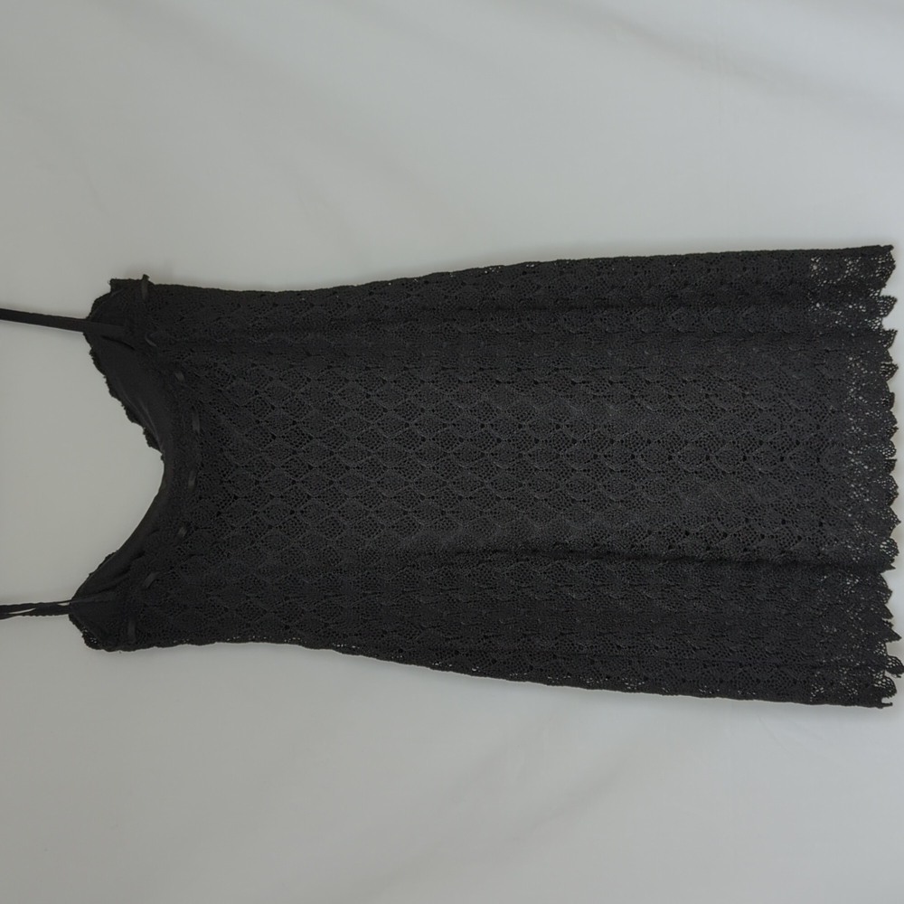 LAUNDRY BY SHELLI SEGAL | Black Crochet Scalloped Hem Strappy Dress - Picture 3 of 12